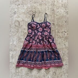 Band of Gypsies Navy and Pink Floral Mini Dress